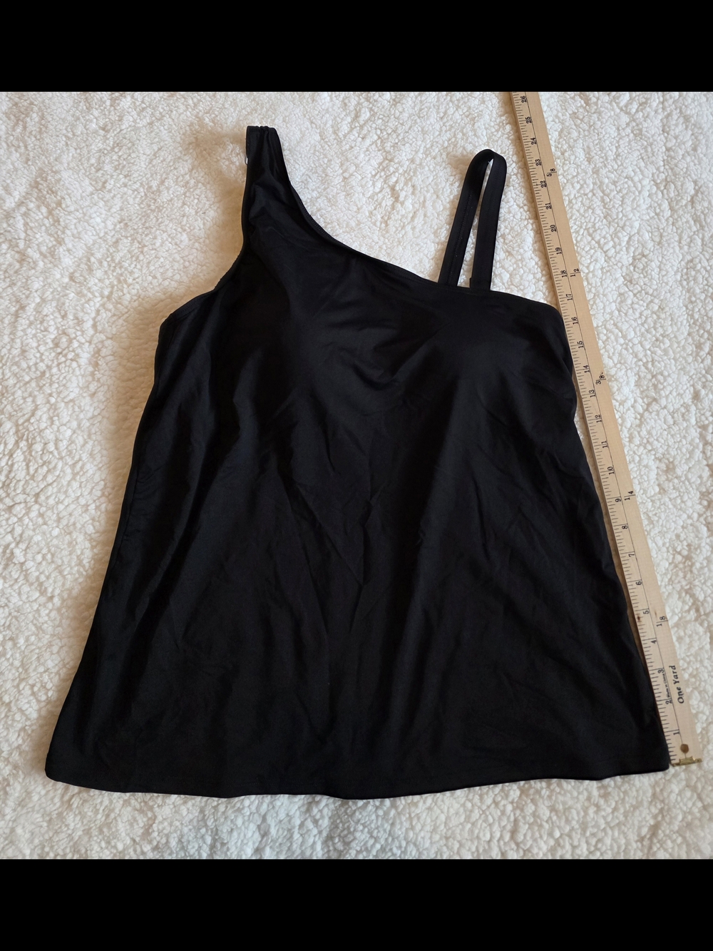 Lands' End Black One-Shoulder Tankini Top
